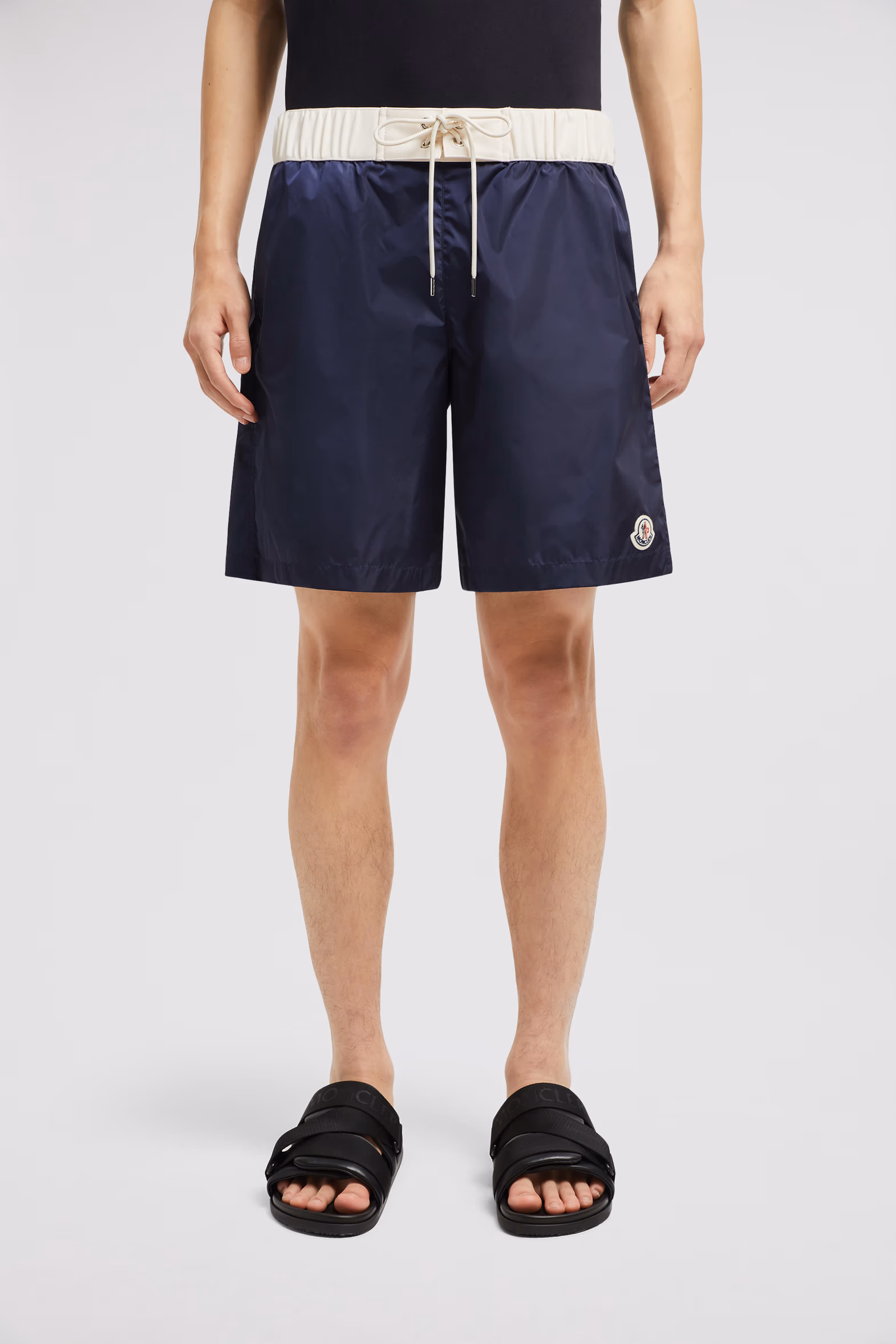 Logo Patch Swim Shorts Men Navy Blue Moncler 3